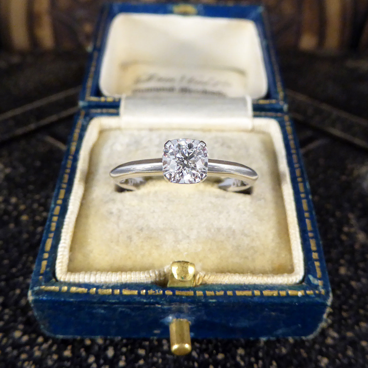 Diamond Solitaire Ring with a Cushion Cut Illusion in White Gold - Wharfedale Antiques