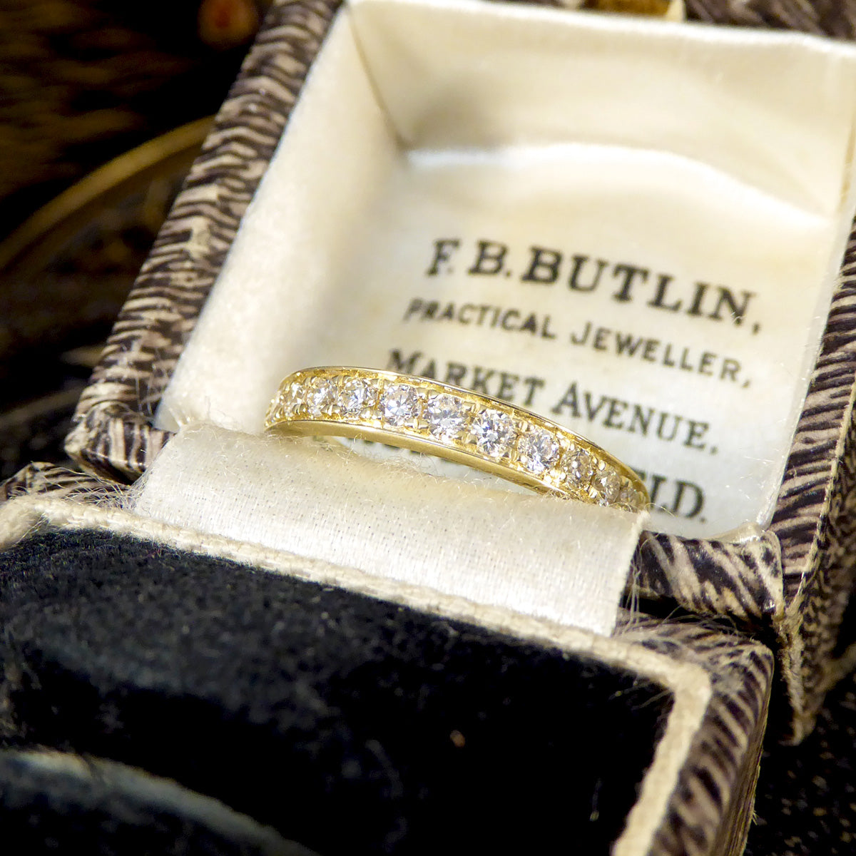 0.50ct Diamond Half Eternity Ring in Yellow Gold Channel Claw Setting - Wharfedale Antiques