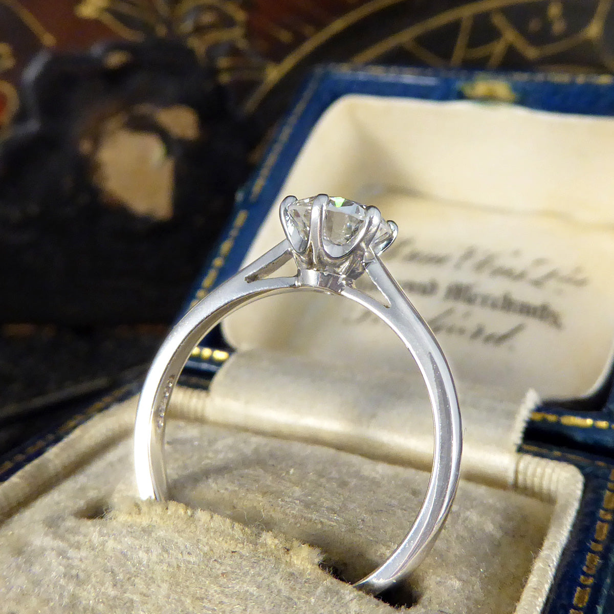 0.95ct Brilliant Cut Diamond Solitaire Engagement Ring in Platinum - Wharfedale Antiques