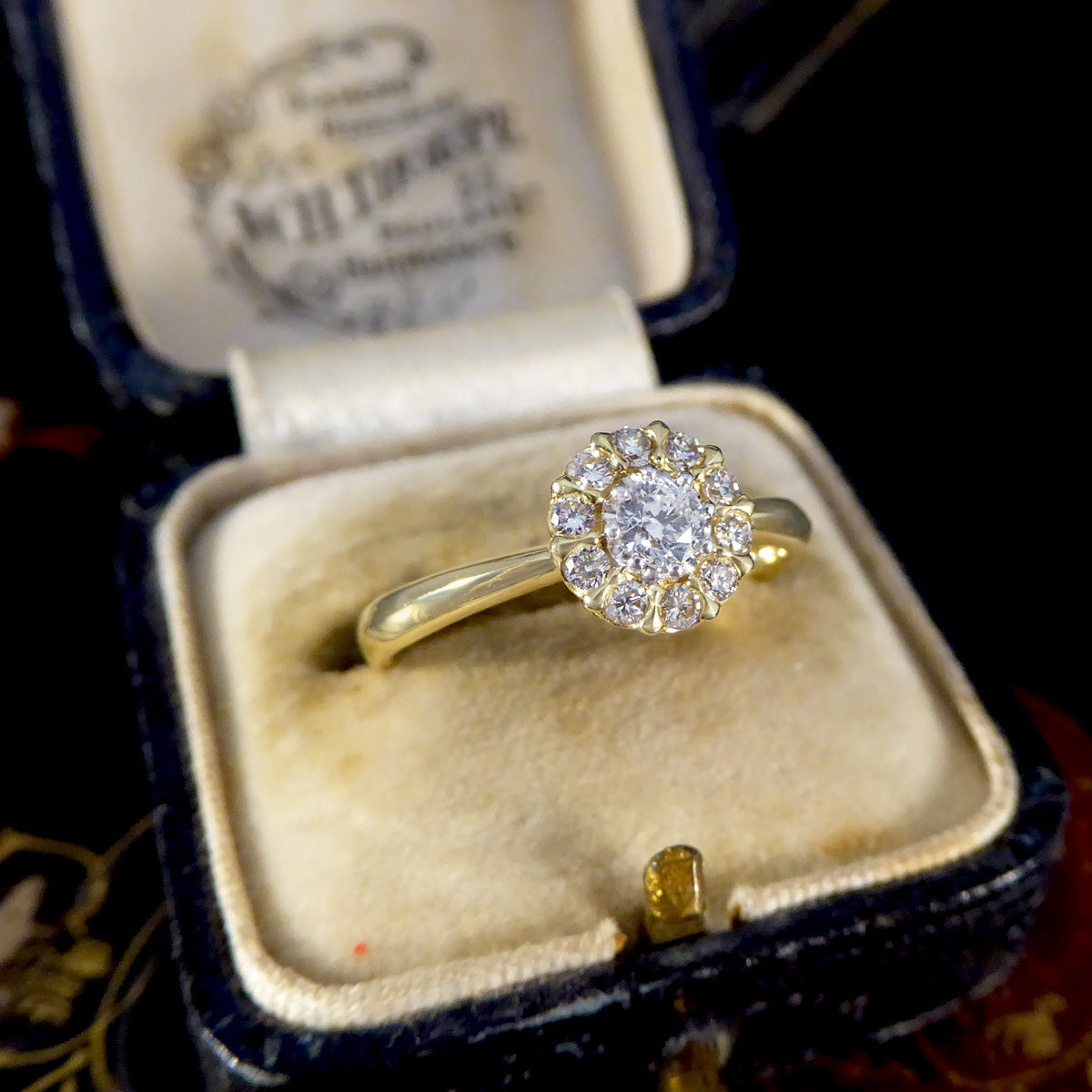 Elegant Daisy Diamond Cluster Ring in 18ct Yellow Gold - Wharfedale Antiques