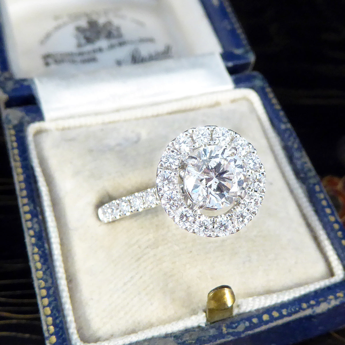 1.78ct Diamond Halo Cluster Ring in Platinum - Wharfedale Antiques