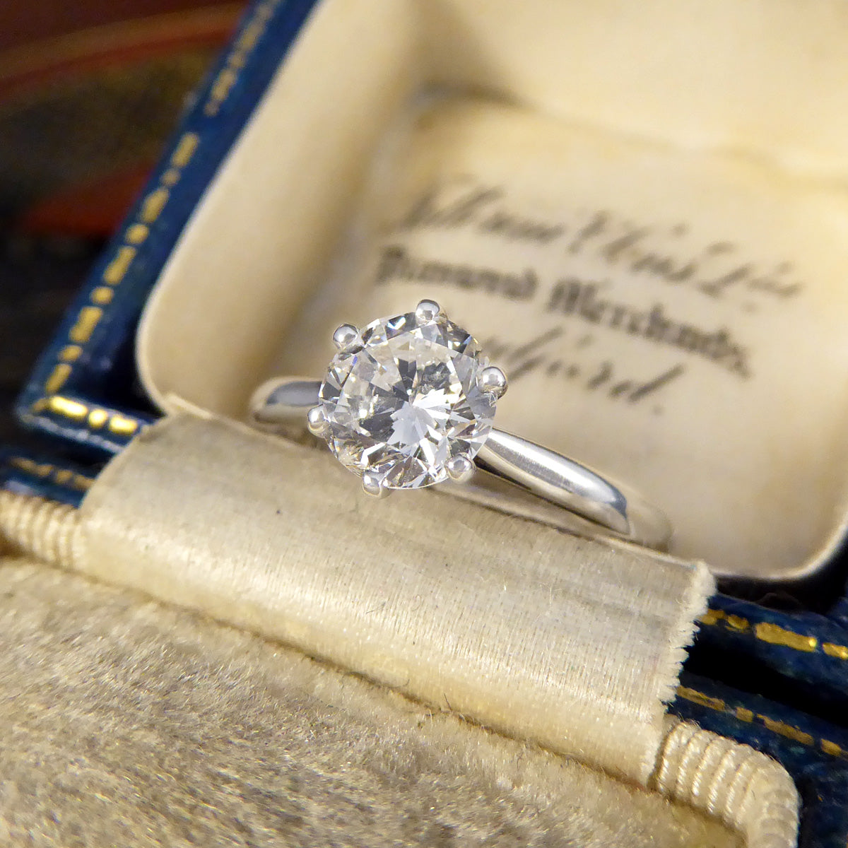 0.95ct Brilliant Cut Diamond Solitaire Engagement Ring in Platinum - Wharfedale Antiques