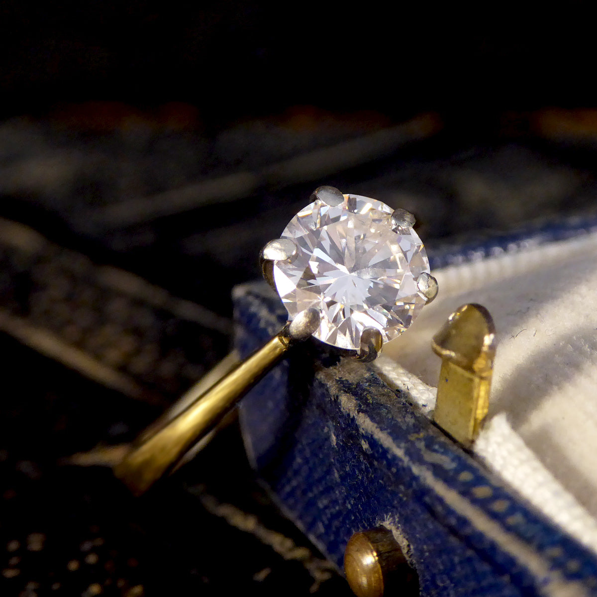 1.15ct Diamond Solitaire Engagement Ring in 18ct Yellow Gold - Wharfedale Antiques
