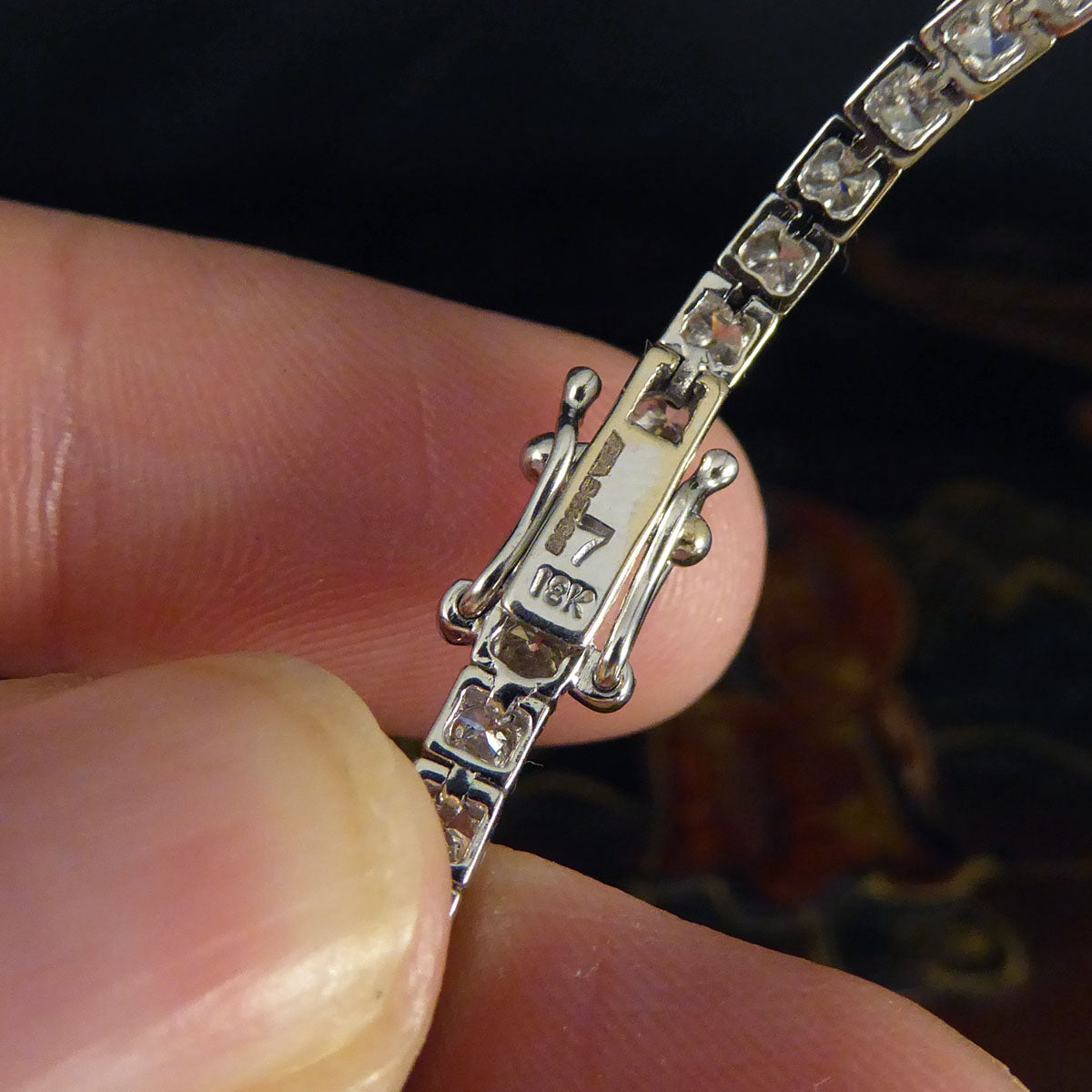 4.83ct Diamond Tennis Bracelet with Box Setting in 18ct White Gold - Wharfedale Antiques