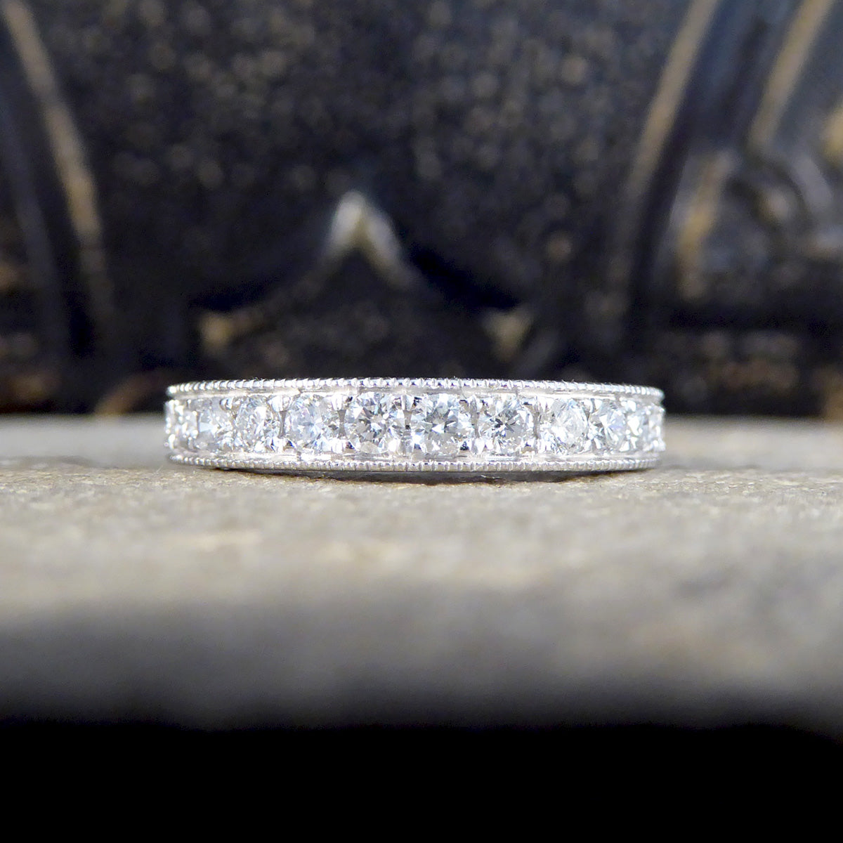 Platinum Half Eternity Ring with 0.50ct Brilliant Cut Diamond - Wharfedale Antiques