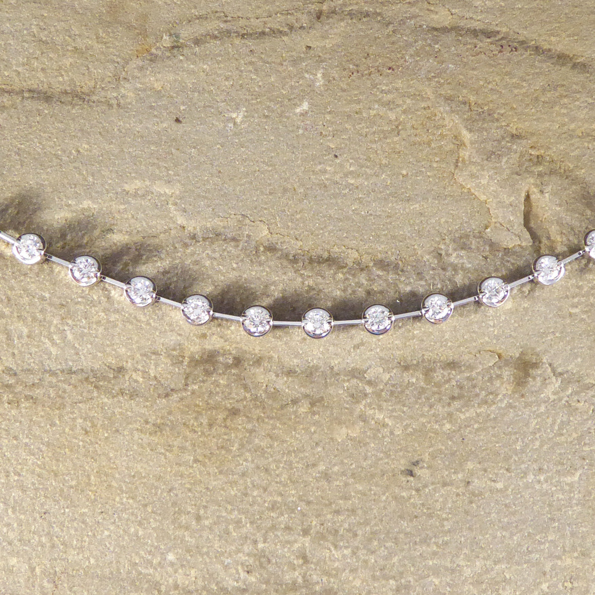 2.00ct Brilliant Cut Diamond Tennis Bracelet in 18ct White Gold - Wharfedale Antiques