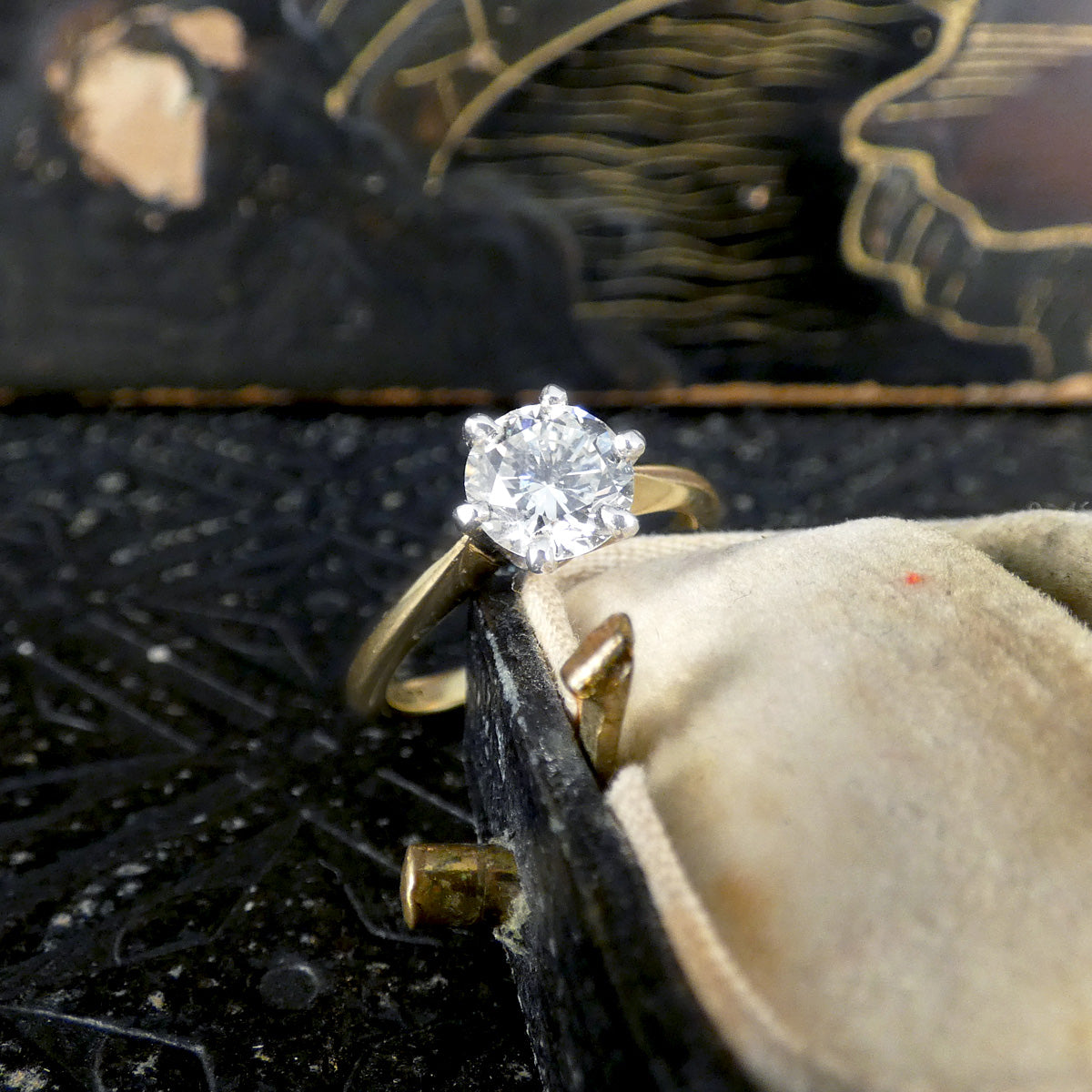 Classic 0.90ct Brilliant Cut Diamond Solitaire Ring in 18ct Yellow and White Gold - Wharfedale Antiques