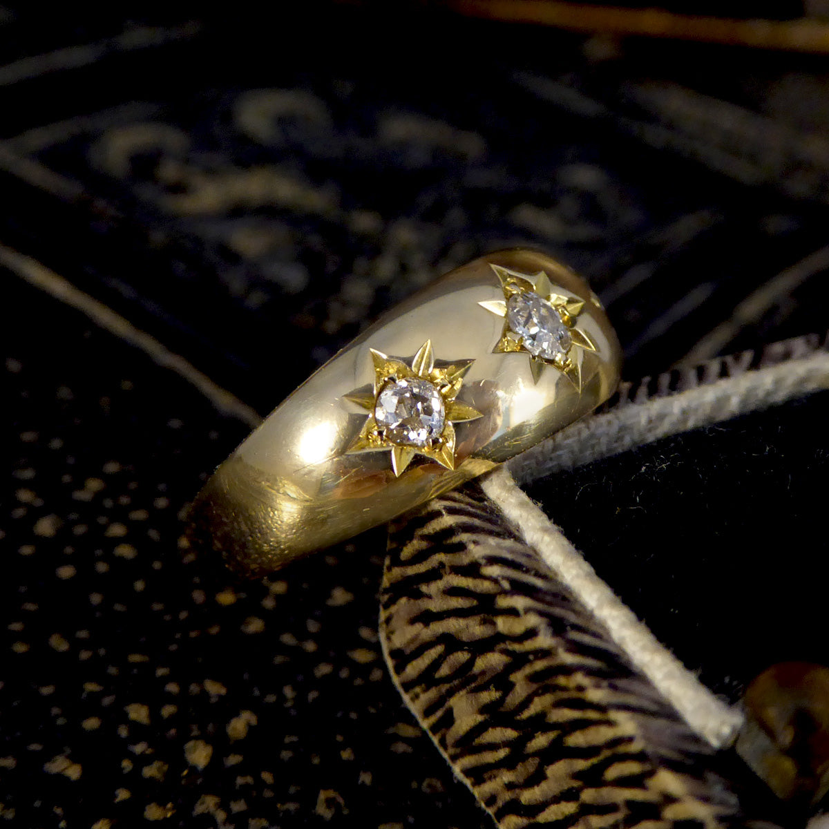 Antique Edwardian Diamond Set Gypsy Ring in 18ct Yellow Gold - Wharfedale Antiques