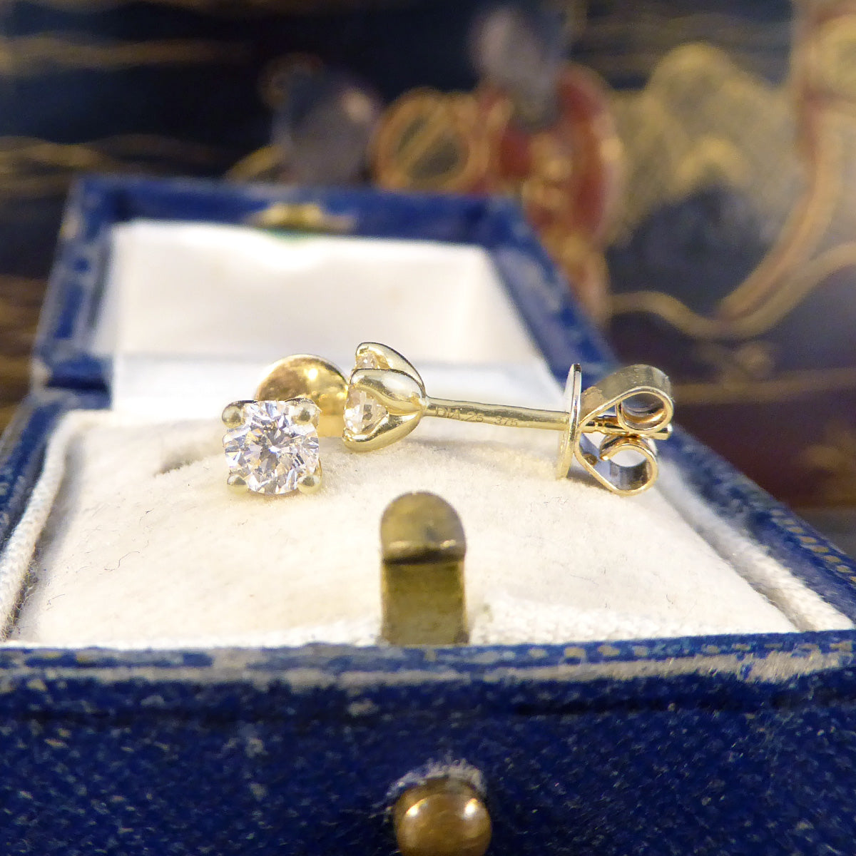 0.50ct Diamond Stud Earrings in Yellow Gold - Wharfedale Antiques