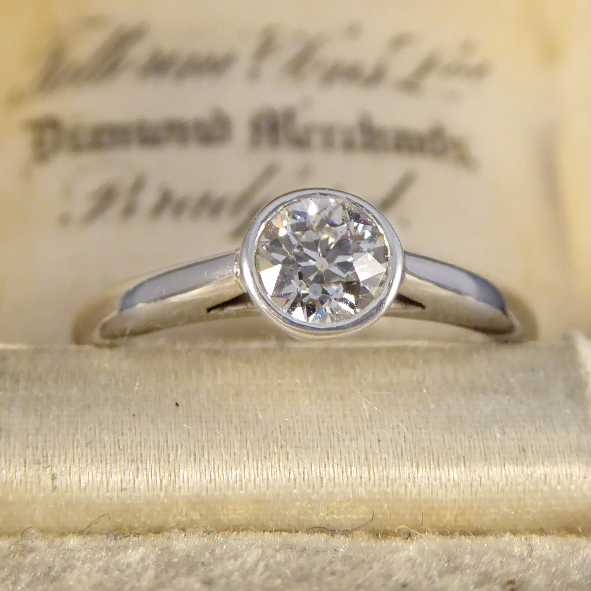 Diamond Bezel Set Solitaire Ring in 18ct White Gold - Wharfedale Antiques