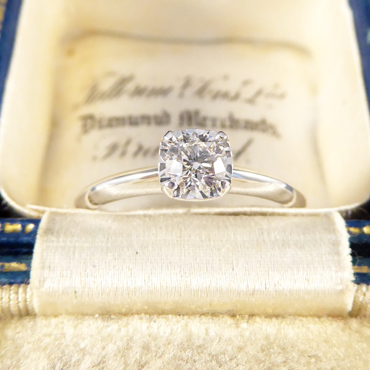Diamond Solitaire Ring with a Cushion Cut Illusion in White Gold - Wharfedale Antiques