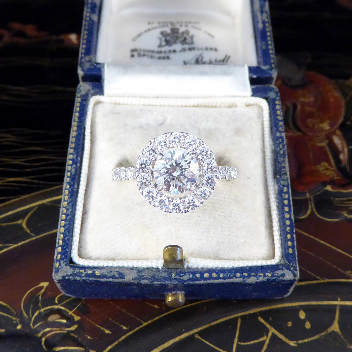 1.78ct Diamond Halo Cluster Ring in Platinum - Wharfedale Antiques