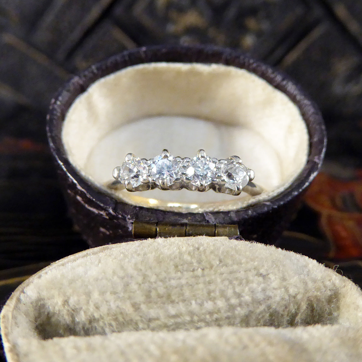Late Victorian Old Cut Diamond Four Stone Ring in 18ct Yellow Gold - Wharfedale Antiques