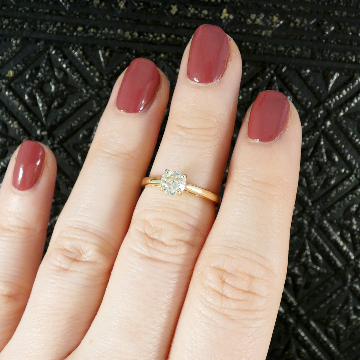 Old European Cut Diamond Solitaire Engagement Ring in Yellow Gold the perfect engagement ring.