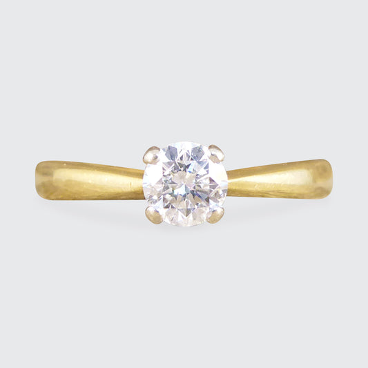 Classic and Dainty 0.25ct Diamond Solitaire Engagement Ring in 18ct Yellow Gold - Wharfedale Antiques