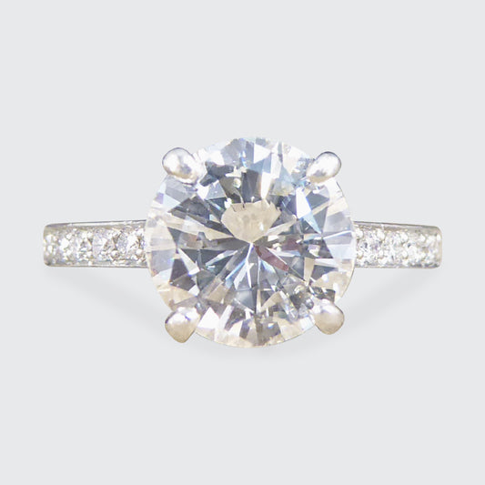 1.91ct Brilliant Cut Diamond Solitaire Engagement Ring with Diamond Shoulders in Platinum