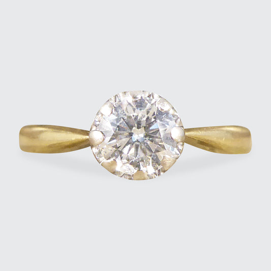 0.50ct Brilliant Cut Illusion Set Diamond Solitaire Engagement Ring in 18ct Yellow and White Gold - Wharfedale Antiques