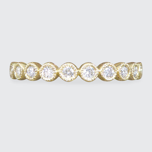 Diamond Half Eternity Ring in Circular Style Rub Over Collar Set Yellow Gold - Wharfedale Antiques