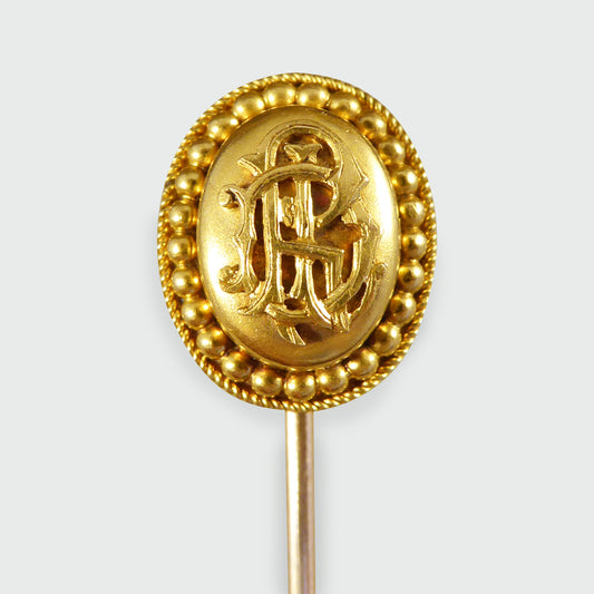 Antique Late Victorian High Carat Yellow Gold Monogram Pin