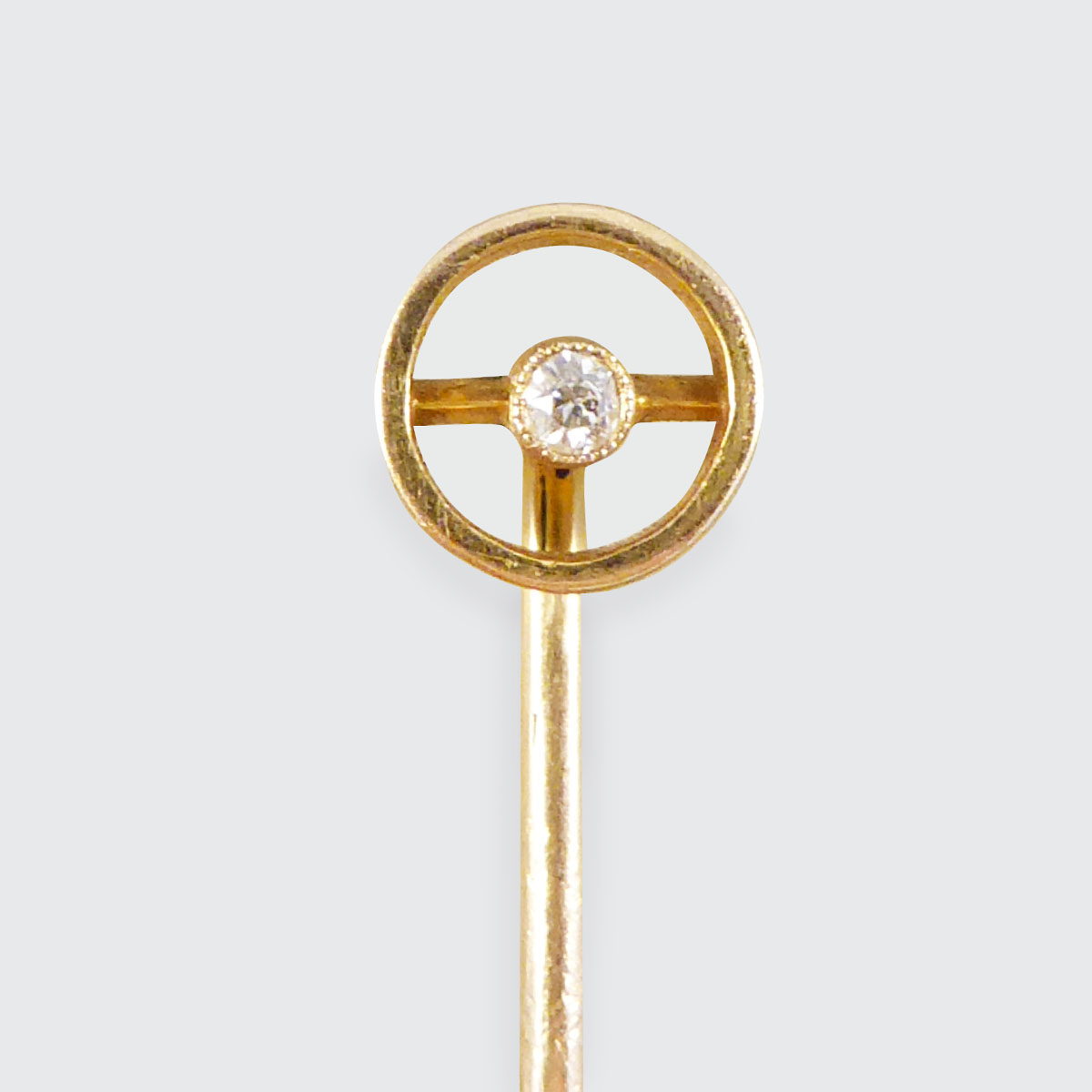 Antique Victorian Diamond set Circle Pin in 9ct Yellow Gold