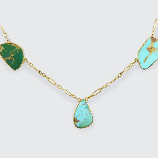 Antique Collar set Turquoise Spacer Necklace in 15ct Yellow Gold - Wharfedale Antiques