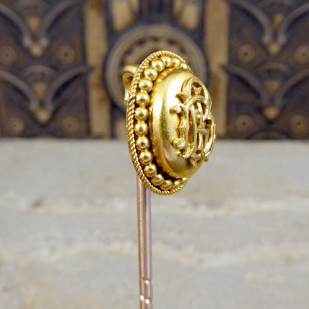 Antique Late Victorian High Carat Yellow Gold Monogram Pin