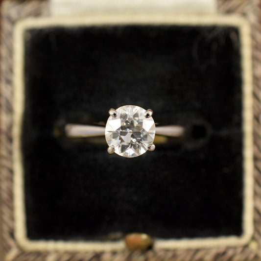 1.07ct Old European Cut Diamond Solitaire Ring in 18ct White Gold - Wharfedale Antiques