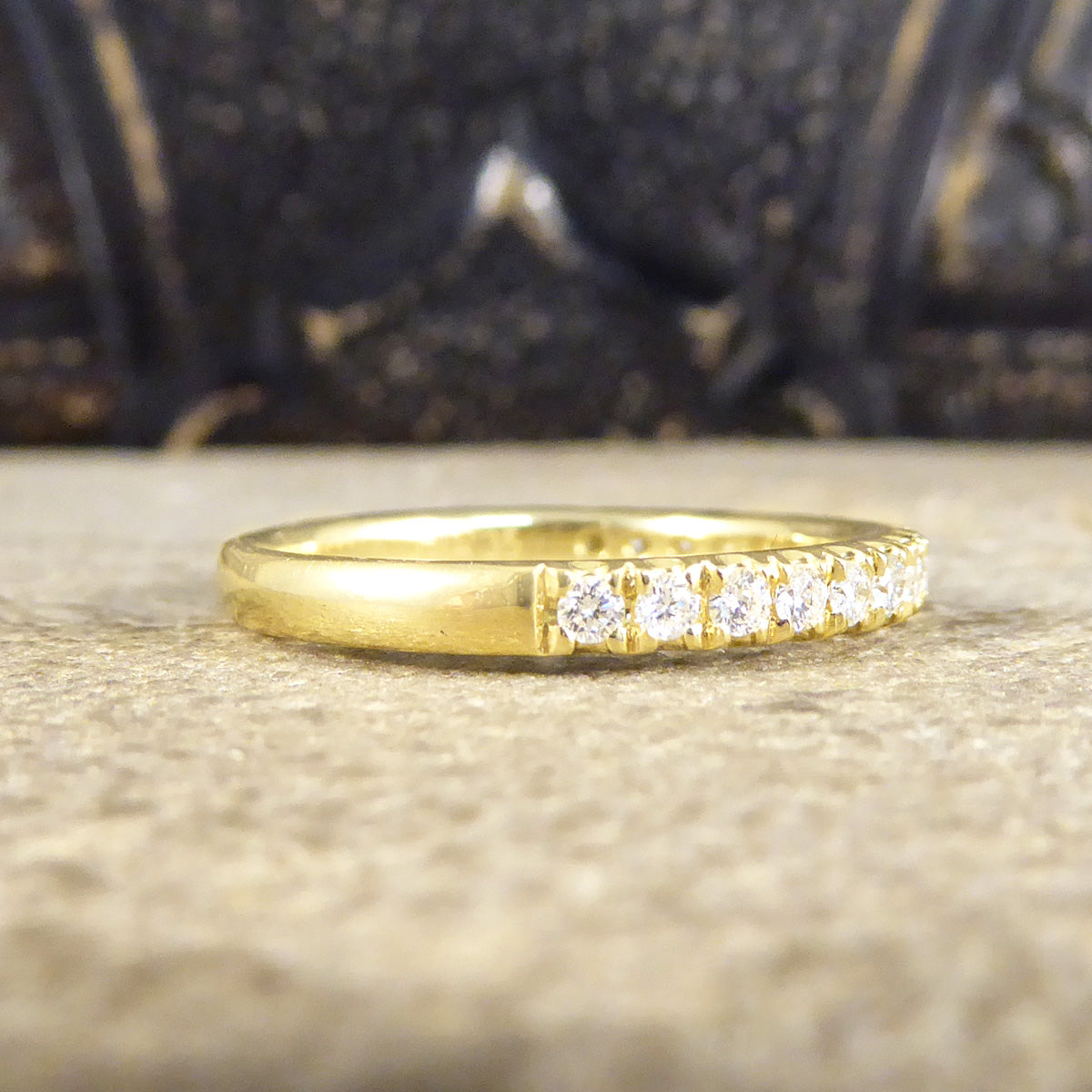 Modern Brilliant Cut Diamond Half Eternity Ring in 18ct Yellow Gold - Wharfedale Antiques