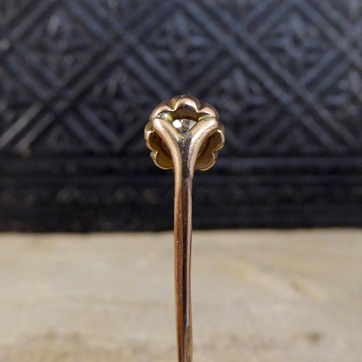 Antique Victorian 0.41ct Diamond Claw Set Pin in 9ct Yellow Gold - Wharfedale Antiques