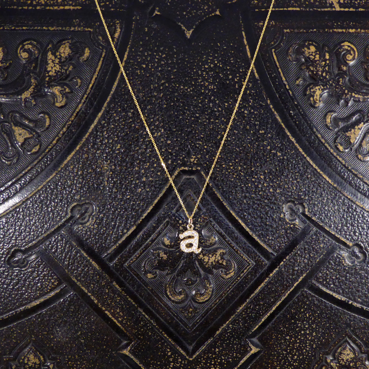 Diamond Set A Initial Pendant in 18ct Yellow Gold on a Yellow Gold Necklace Chain - Wharfedale Antiques