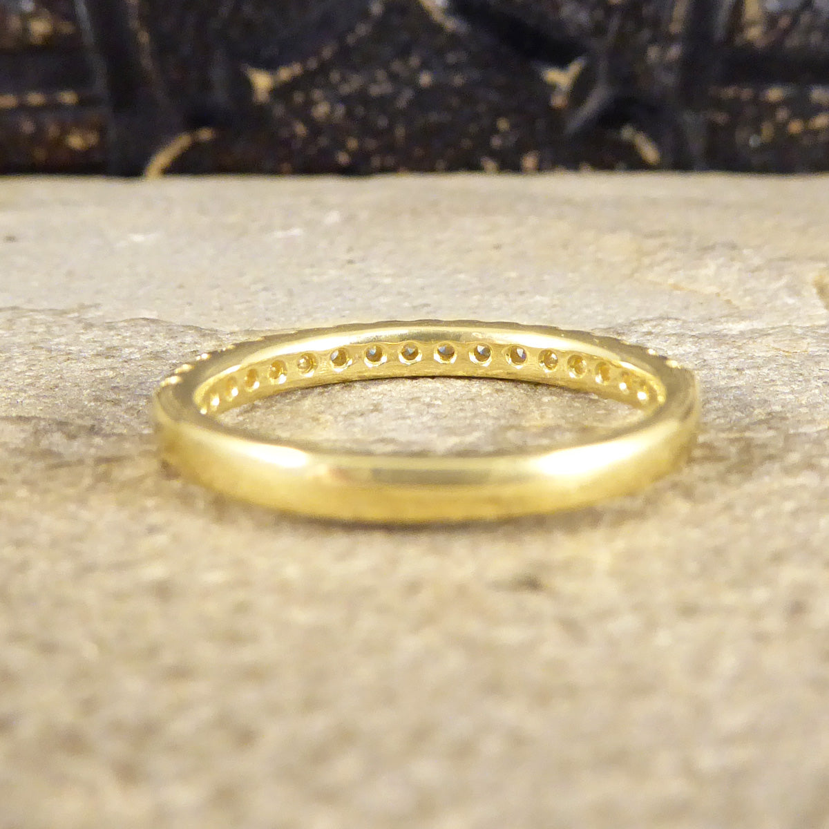 Modern Brilliant Cut Diamond Half Eternity Ring in 18ct Yellow Gold - Wharfedale Antiques