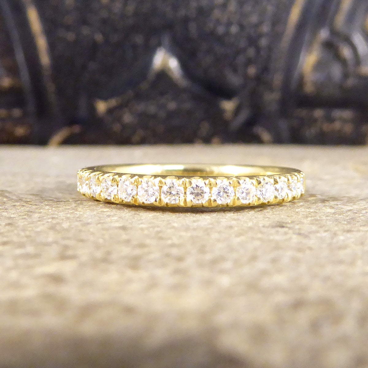 Modern Brilliant Cut Diamond Half Eternity Ring in 18ct Yellow Gold - Wharfedale Antiques