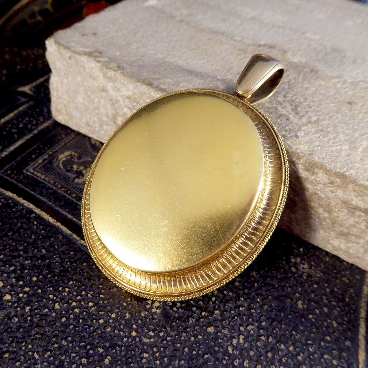 Antique High Quality Late Victorian 14ct Yellow Gold Locket Pendant - Wharfedale Antiques
