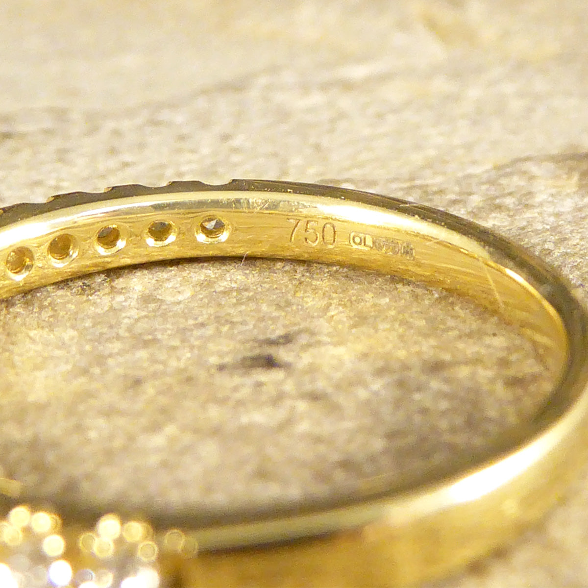 Modern Brilliant Cut Diamond Half Eternity Ring in 18ct Yellow Gold - Wharfedale Antiques