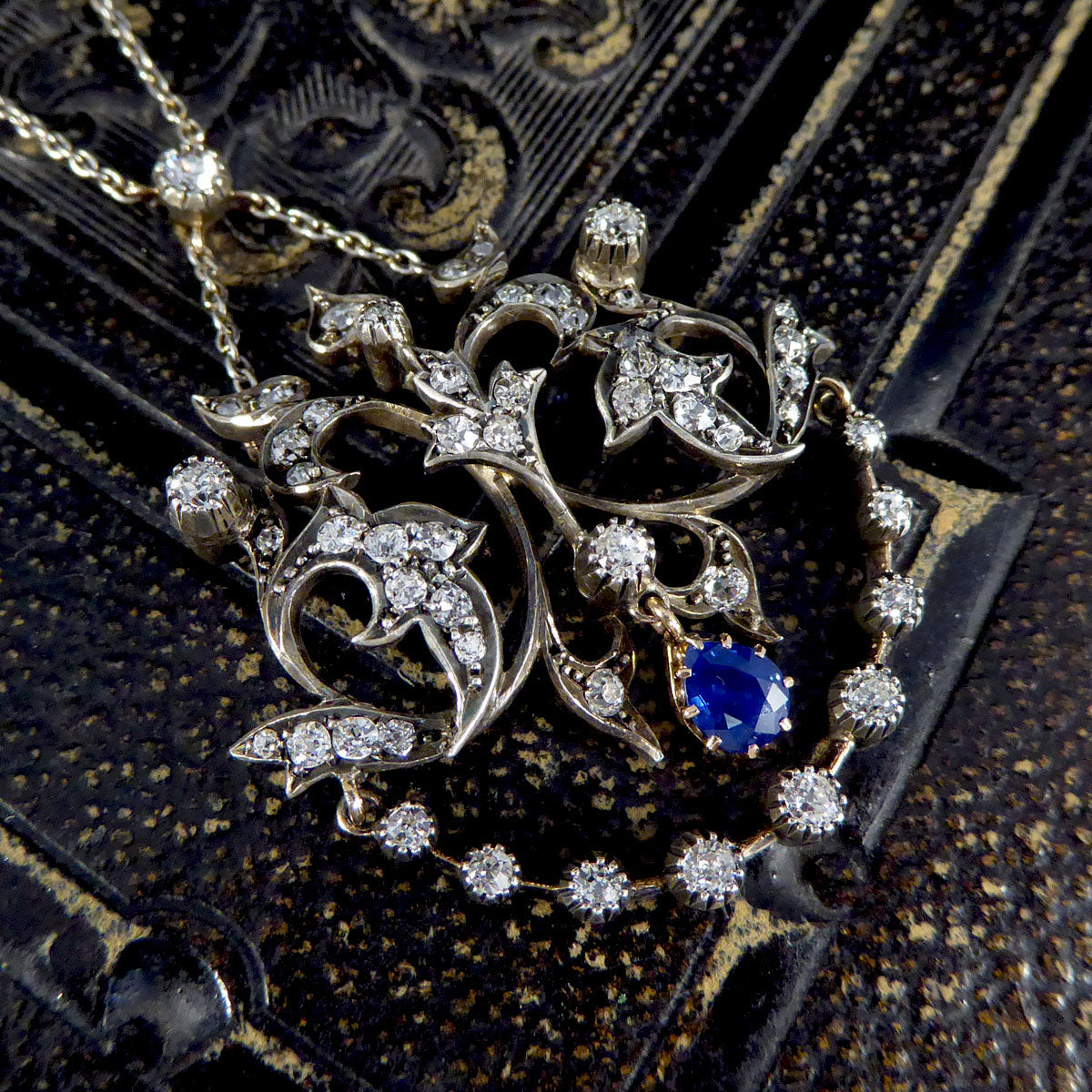 Antique sapphire pendant deals