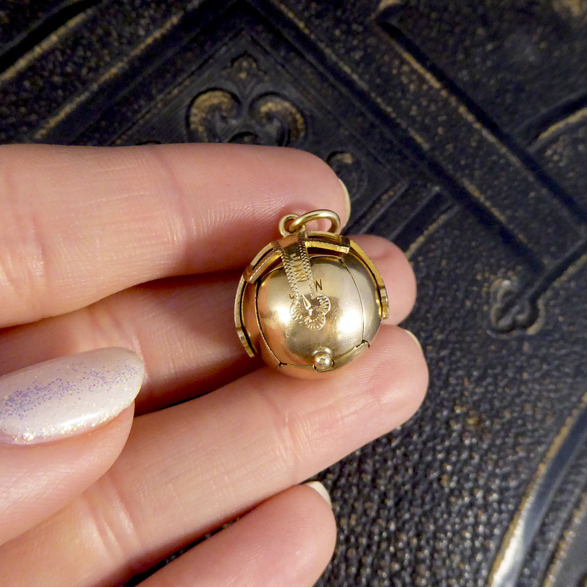 English Masonic Folding Orb Pendant in Silver and 9ct Gold - Wharfedale Antiques