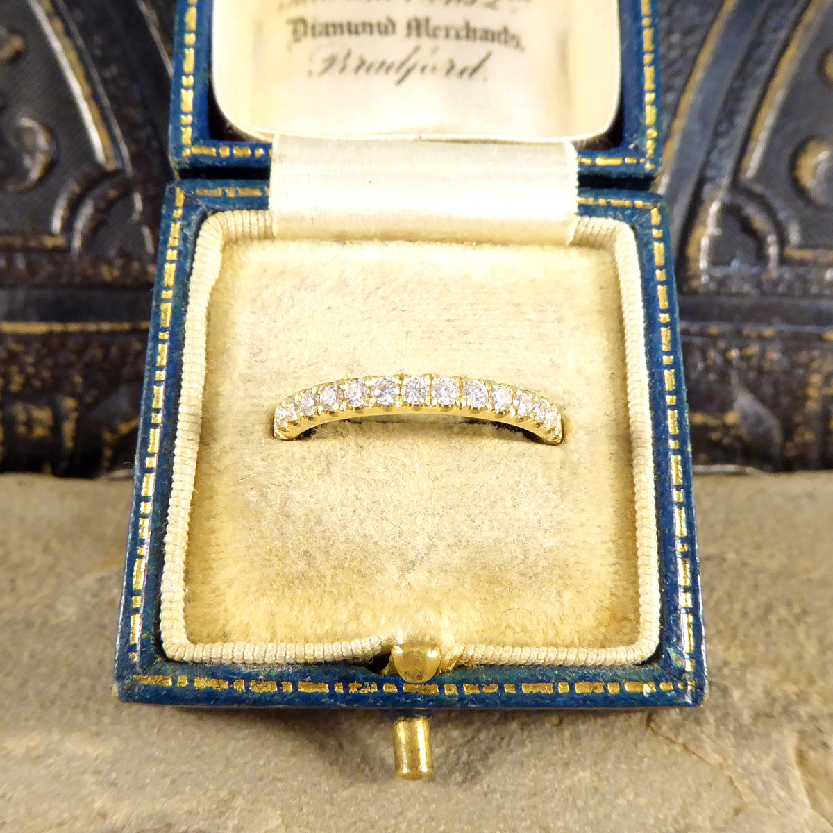 Modern Brilliant Cut Diamond Half Eternity Ring in 18ct Yellow Gold - Wharfedale Antiques
