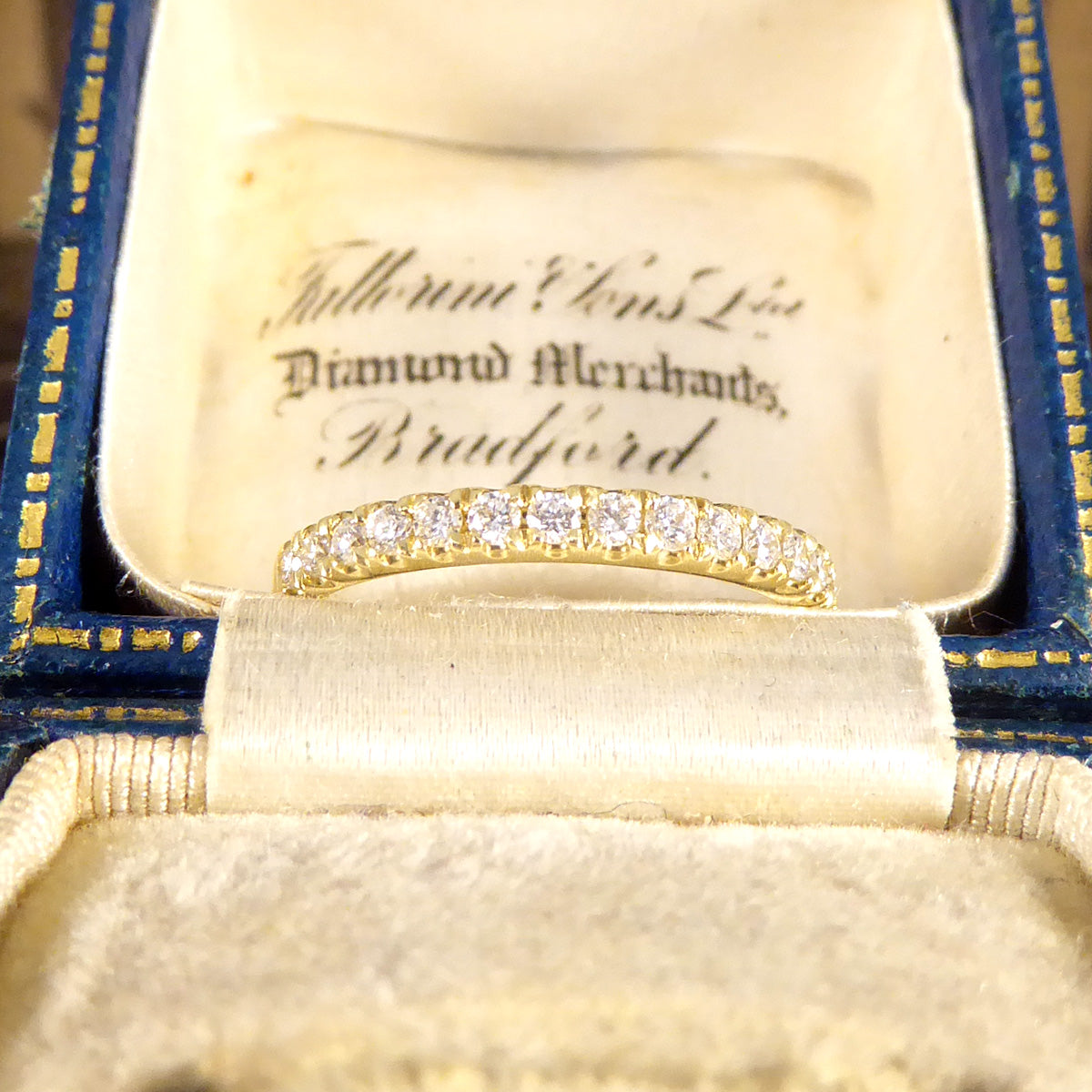 Modern Brilliant Cut Diamond Half Eternity Ring in 18ct Yellow Gold - Wharfedale Antiques