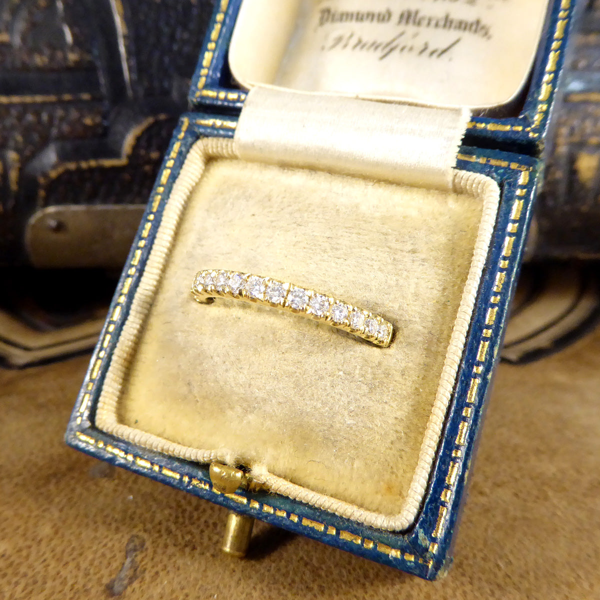Modern Brilliant Cut Diamond Half Eternity Ring in 18ct Yellow Gold - Wharfedale Antiques