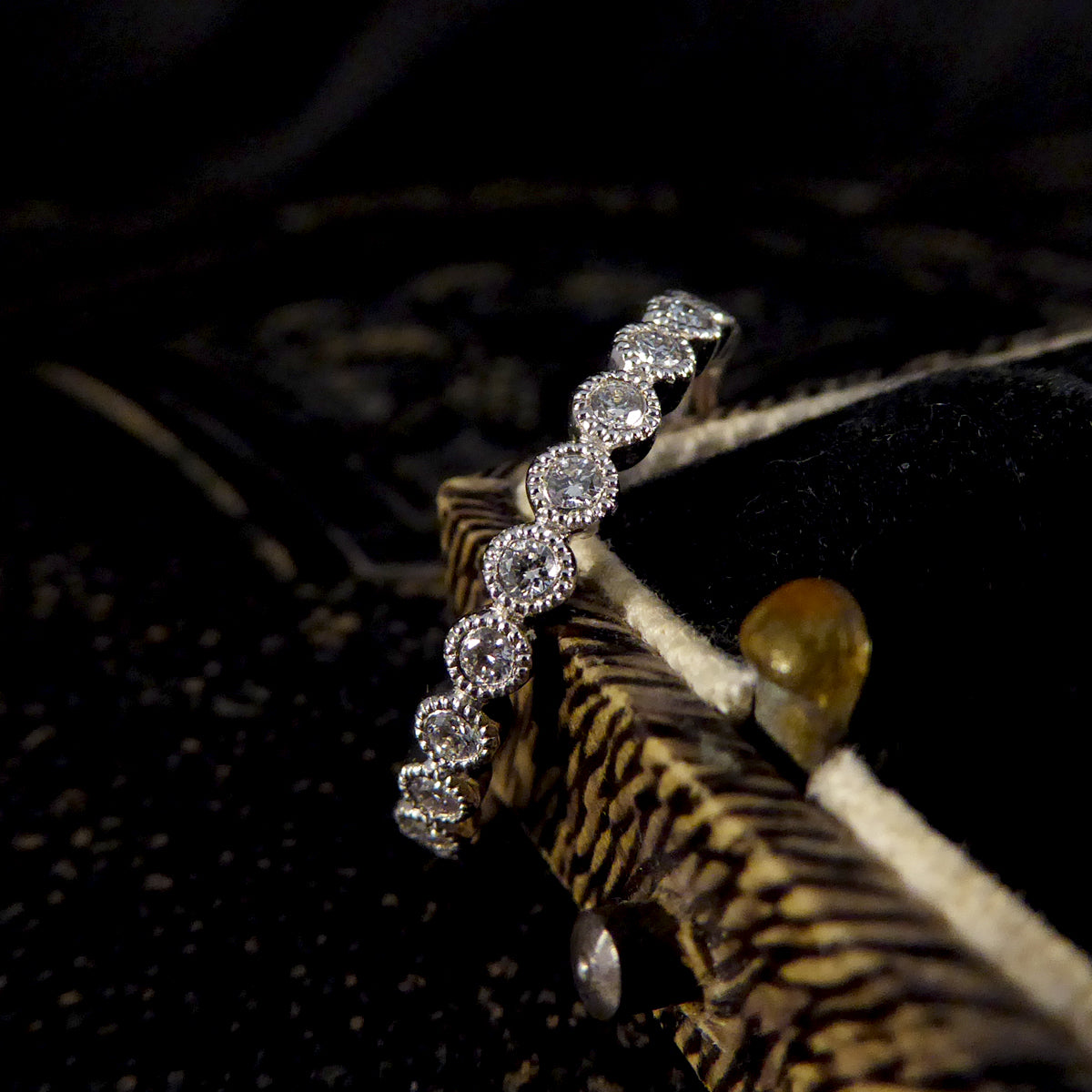 Diamond Rub Over Collar Set Platinum Half Eternity Ring - Wharfedale Antiques